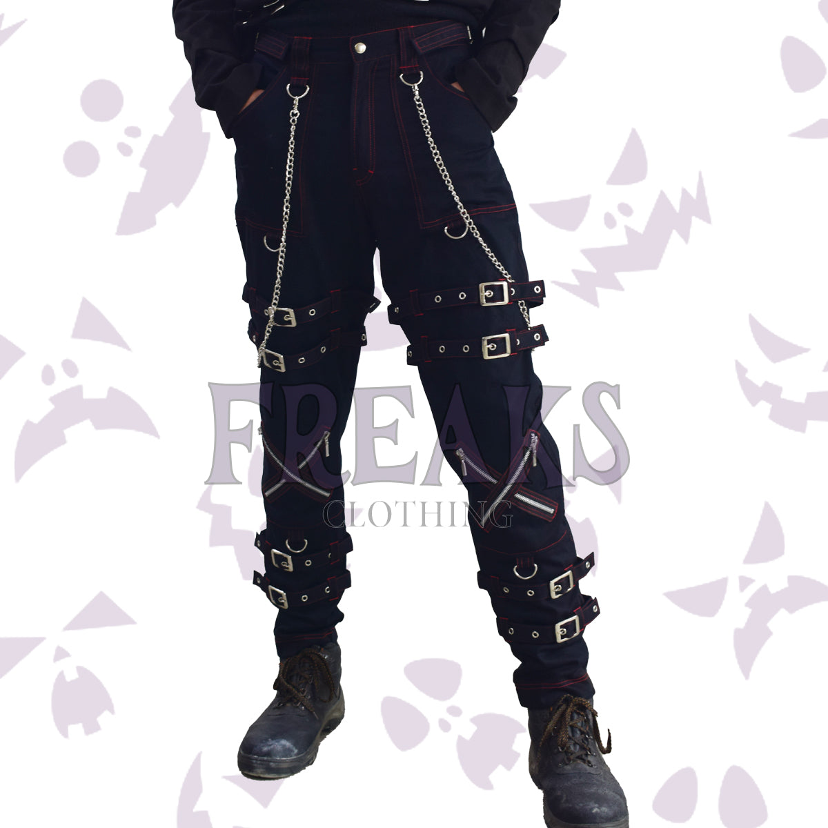 Red Threads Gothic Bondage Chains Pant