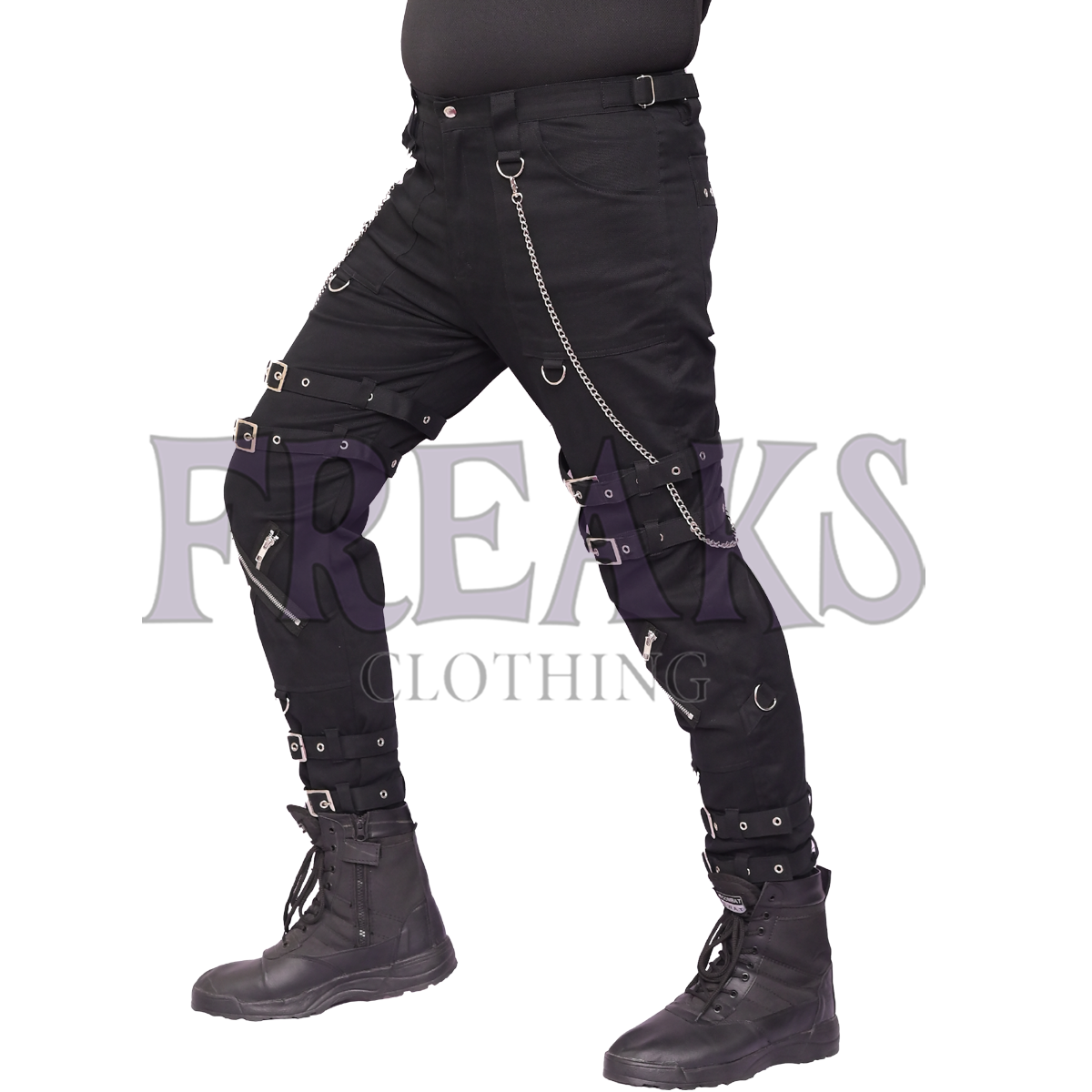 Chains Buckle Straps Cross Zip Bondage Pant