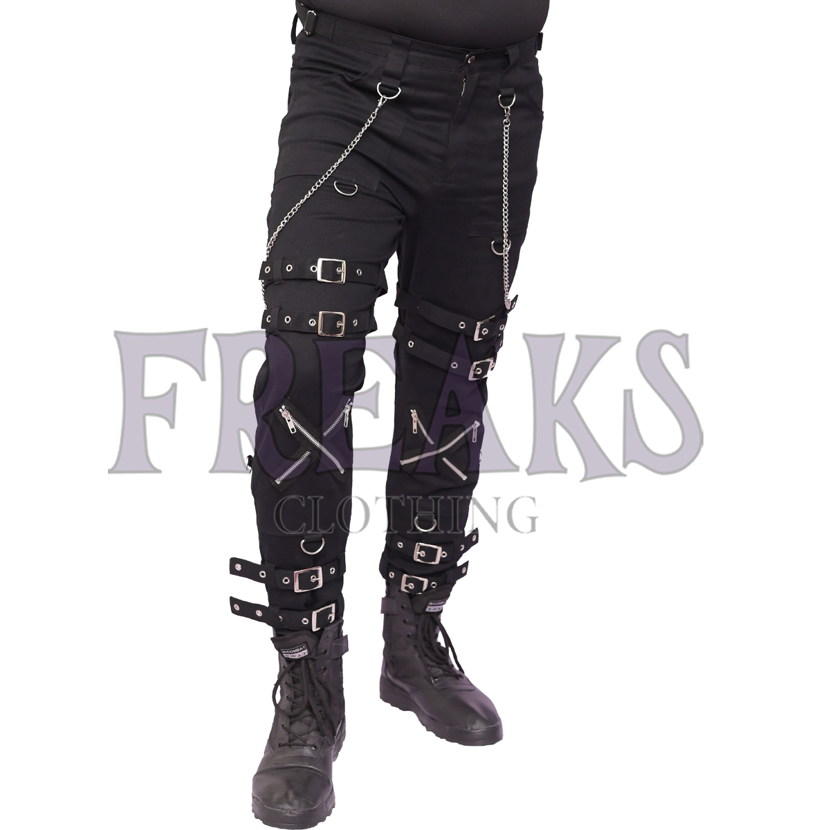 Chains Buckle Straps Cross Zip Bondage Pant