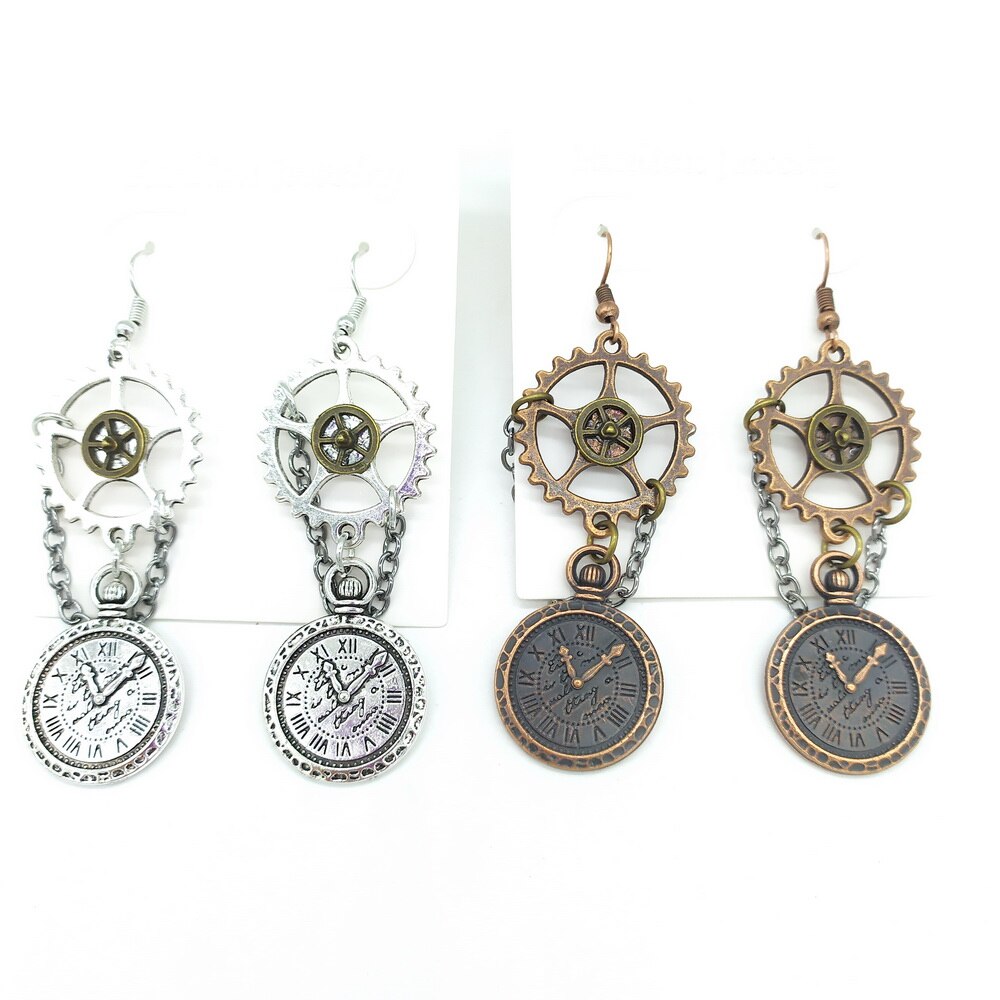 Vintage Style Axle Gears Clock Steampunk Earrings