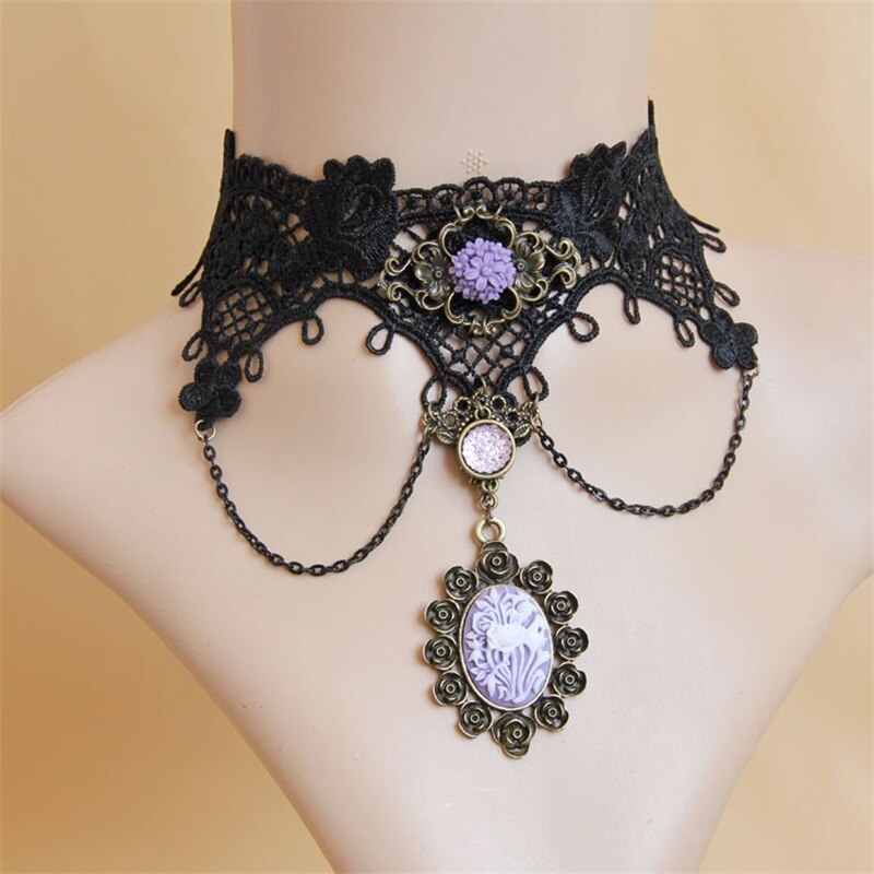 YiYaoFa Gothic Party Jewelry Vintage Lace Necklace for Women Accessories Choker Necklace Statement Collar Necklace Y288