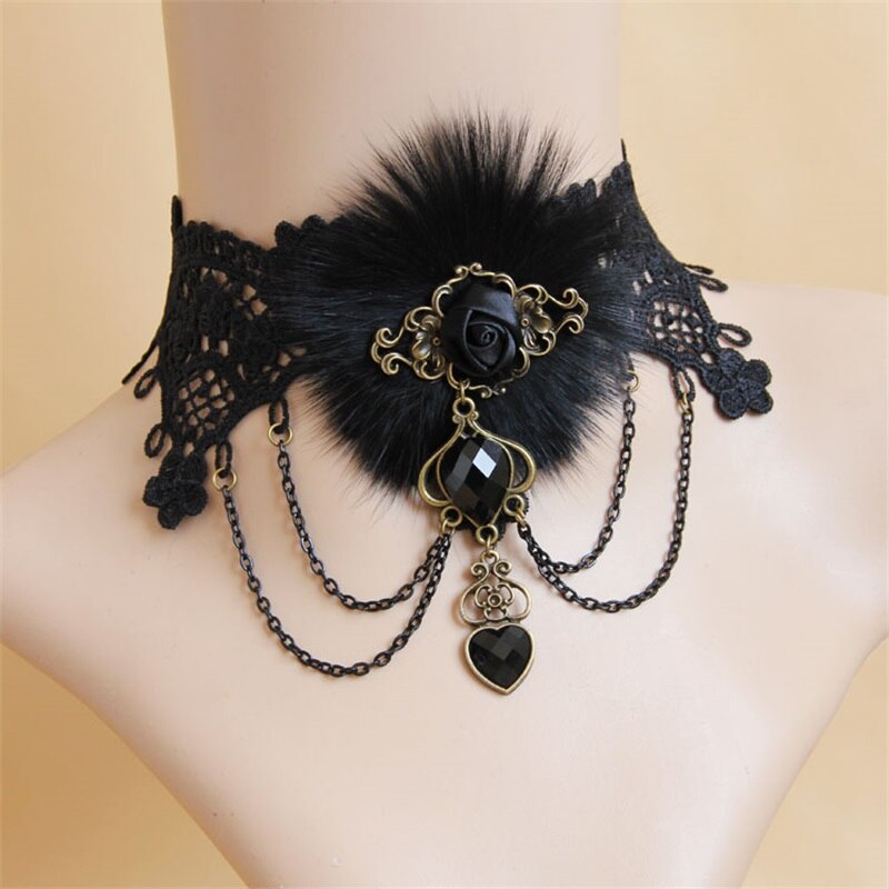 YiYaoFa Gothic Jewelry Vintage Lace Necklace & Pendant Women Accessories Choker Necklace False Collar Statement Necklace GN-130