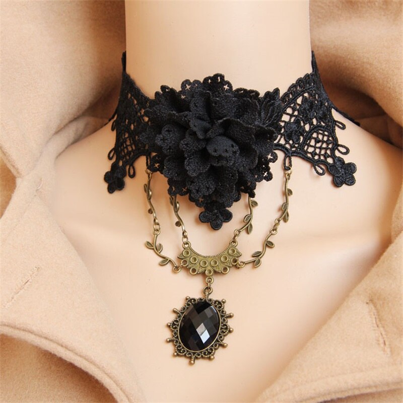 YiYaoFa Gothic Jewelry Vintage Lace Necklace & Pendant Women Accessories Choker Necklace False Collar Statement Necklace GN-113