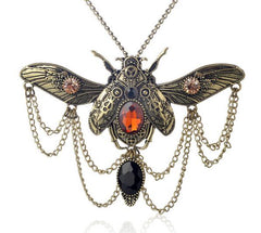 Vintage Beetle Pendant Steampunk Jewelry Necklace