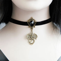 YiYaoFa Handmade Choker Necklace & Pendant Vintage Women Accessories Gothic Jewelry Statement Dragon Charm Necklaces DD-53