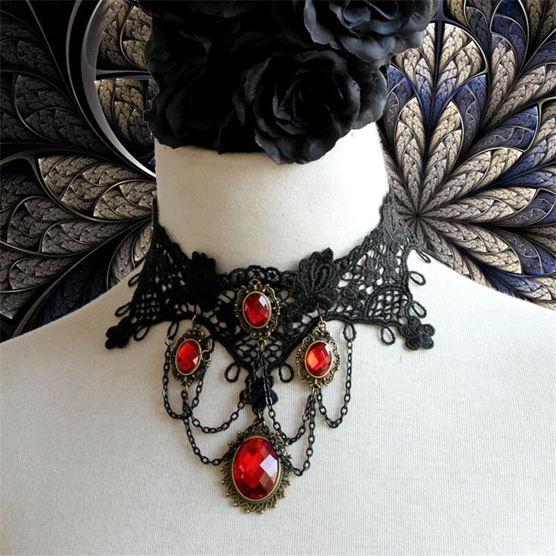 YiYaoFa Gothic Jewelry Vintage Lace Necklace & Pendant Women Accessories Choker Necklace False Collar Statement Necklaces GN-62