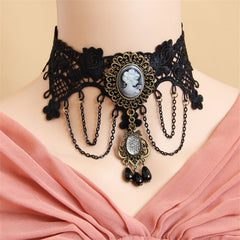 YiYaoFa Choker Necklace Gothic Jewelry Vintage Lace Necklace &amp; Pendant Women Accessories False Collar Statement Necklace GN-22