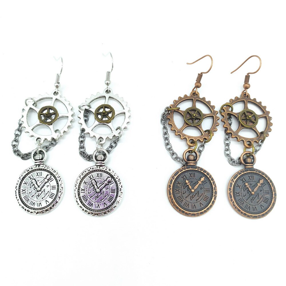 Vintage Style Axle Gears Clock Steampunk Earrings