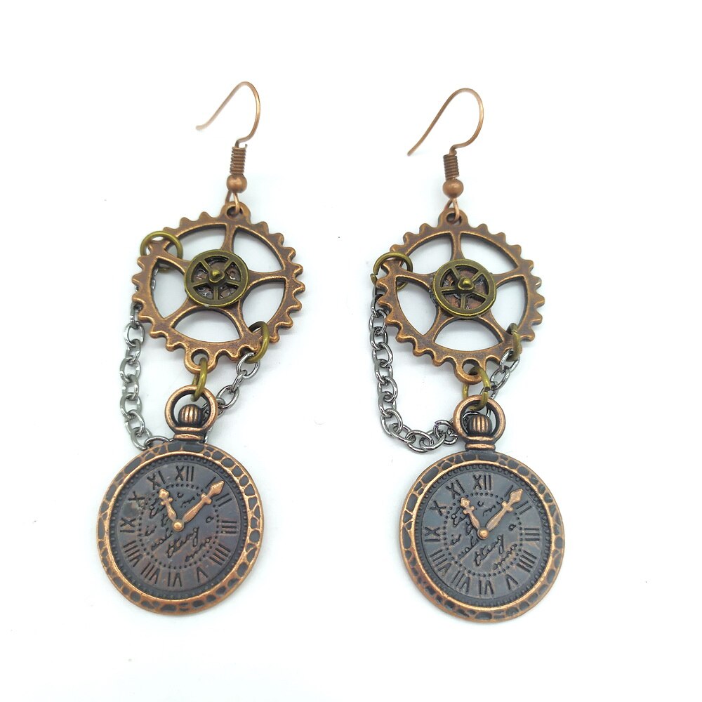 Vintage Style Axle Gears Clock Steampunk Earrings