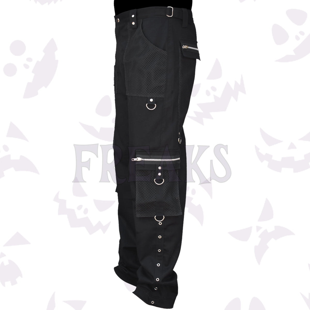 Black Mesh Pockets Gothic Pant