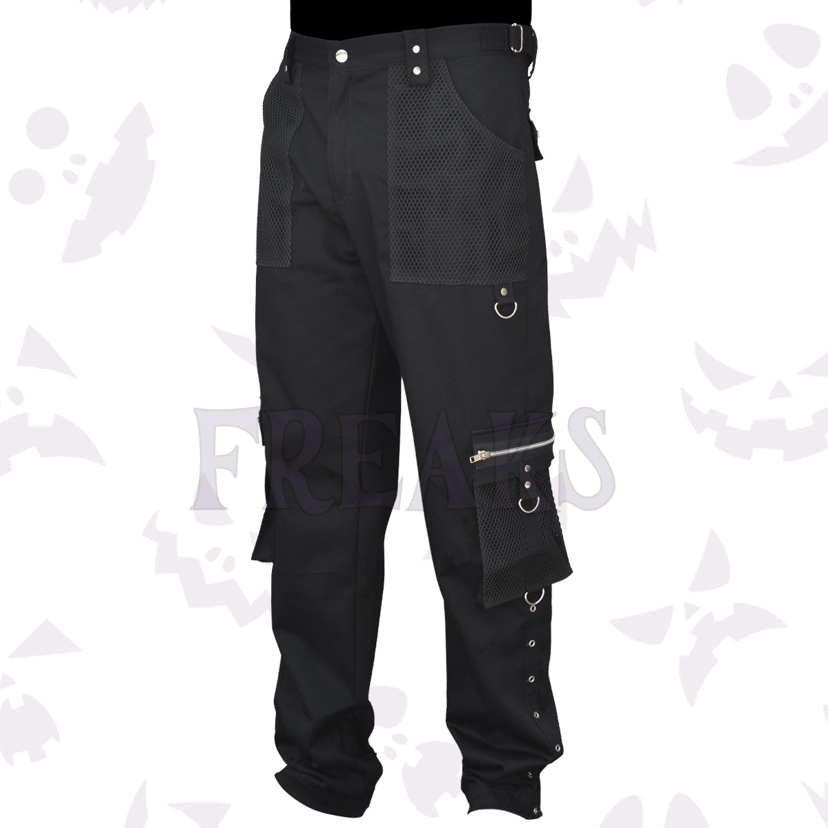 Black Mesh Pockets Gothic Pant