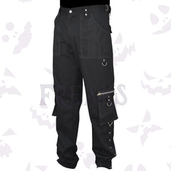 Black Mesh Pockets Gothic Pant