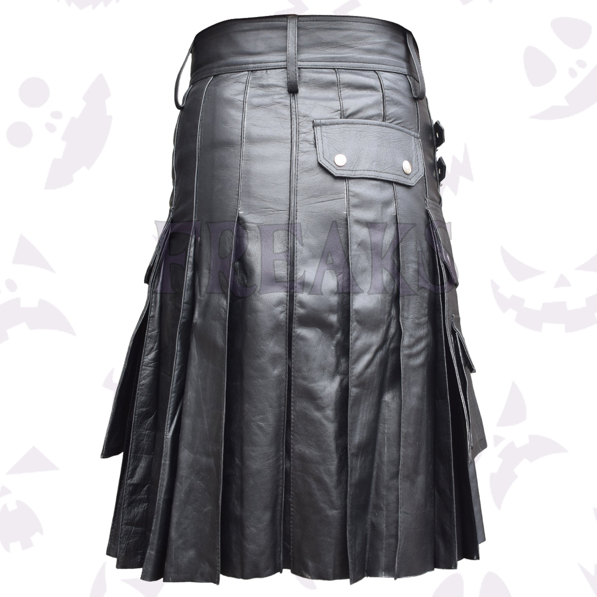 Black Real Leather Utility Gays Kilt