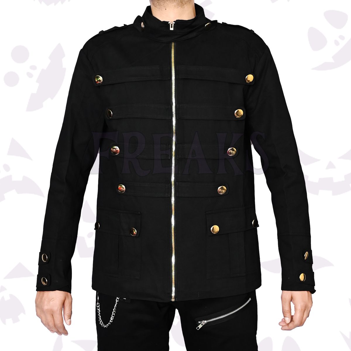 Golden Button Goth Military Jacket