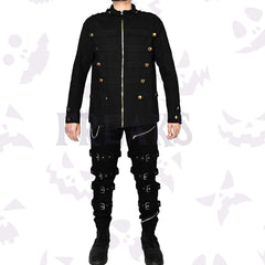 Golden Button Goth Military Jacket