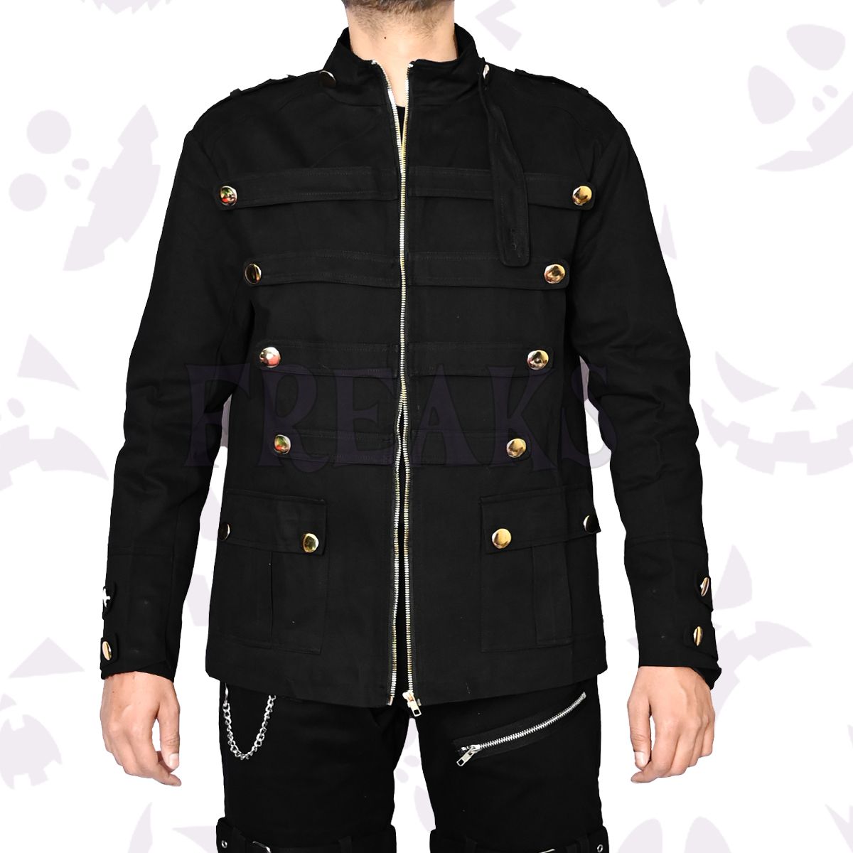 Golden Button Goth Military Jacket