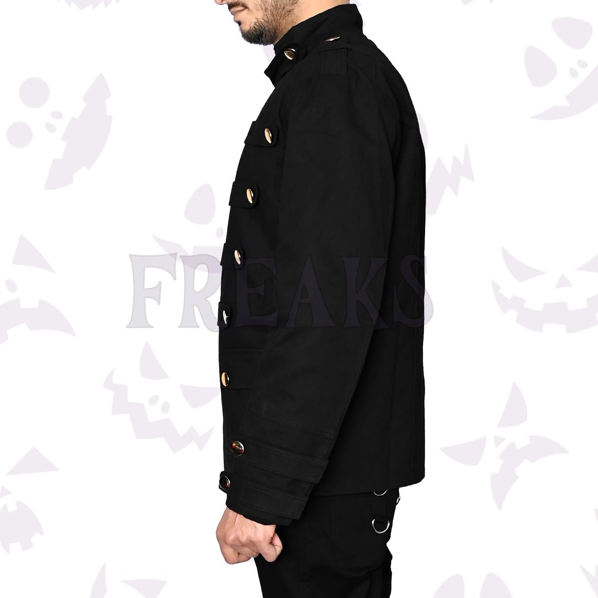 Golden Button Goth Military Jacket