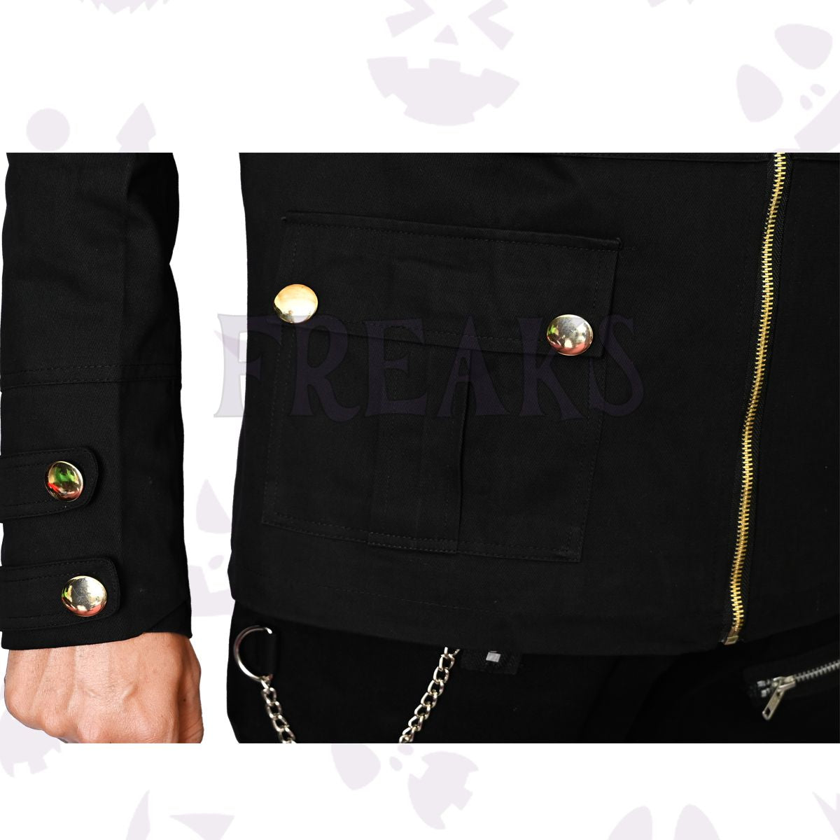 Golden Button Goth Military Jacket