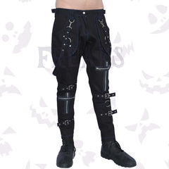 Goth Black Slim Fit Zipper Pant