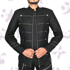 Goth Military Officers Black Wool Jacket