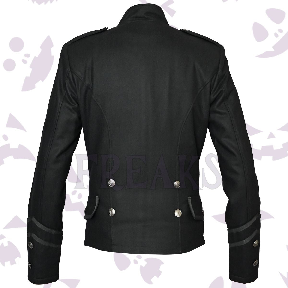 Goth Military Officers Black Wool Jacket