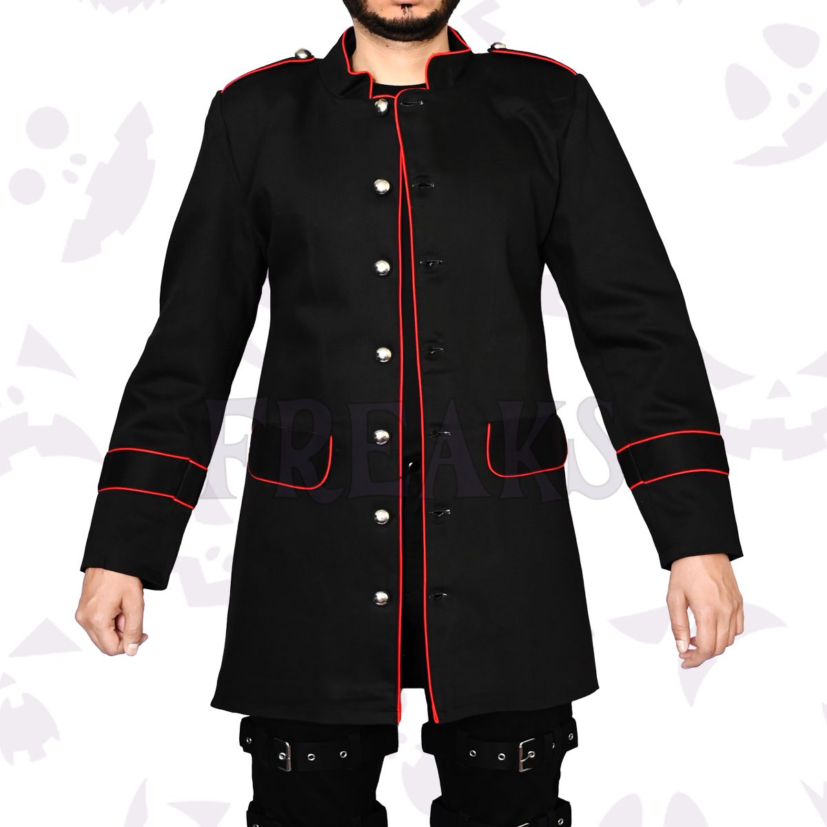 Gothic Army Officers Black Cotton Jacket