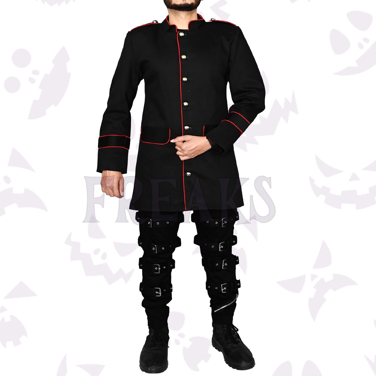 Gothic Army Officers Black Cotton Jacket