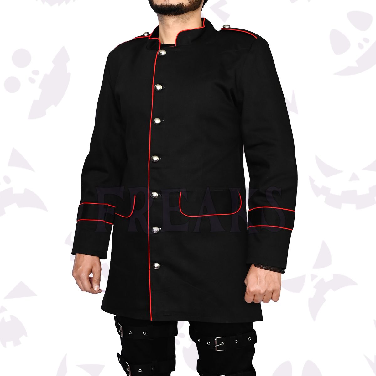 Gothic Army Officers Black Cotton Jacket