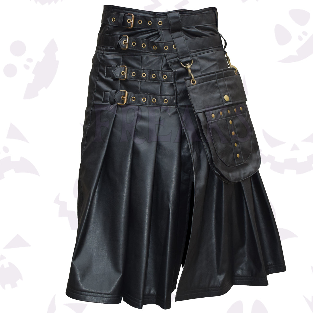 Gothic Real Leather Utility Kilt