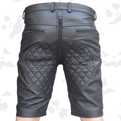 black real leather shorts mens