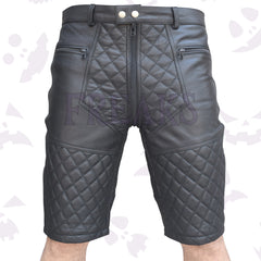 black real leather shorts