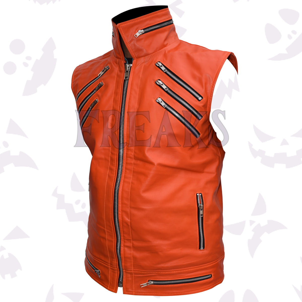 Punk Zip-Up Biker Leather Vest