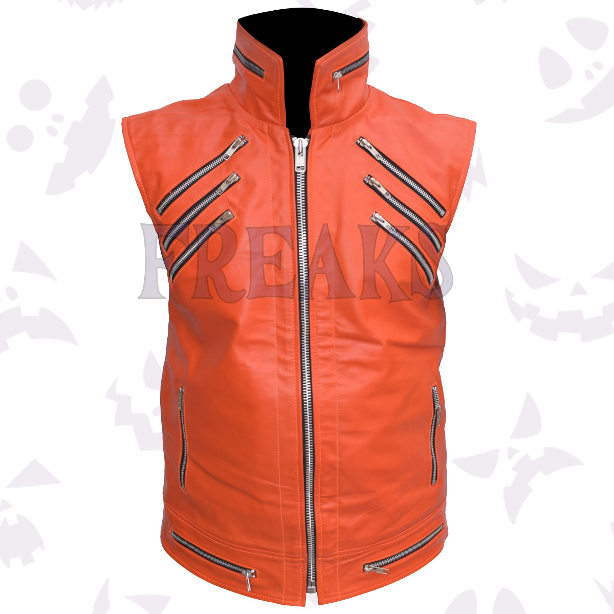 Punk Orange Leather Vest