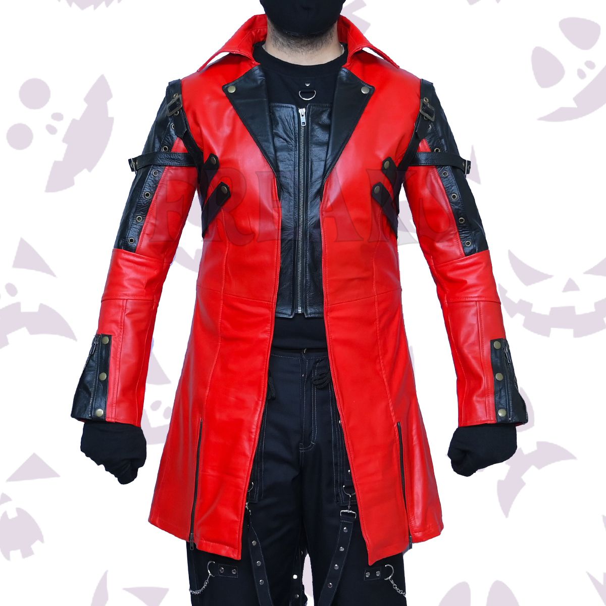 Red Black Matrix Style Trench Cosplay Coat