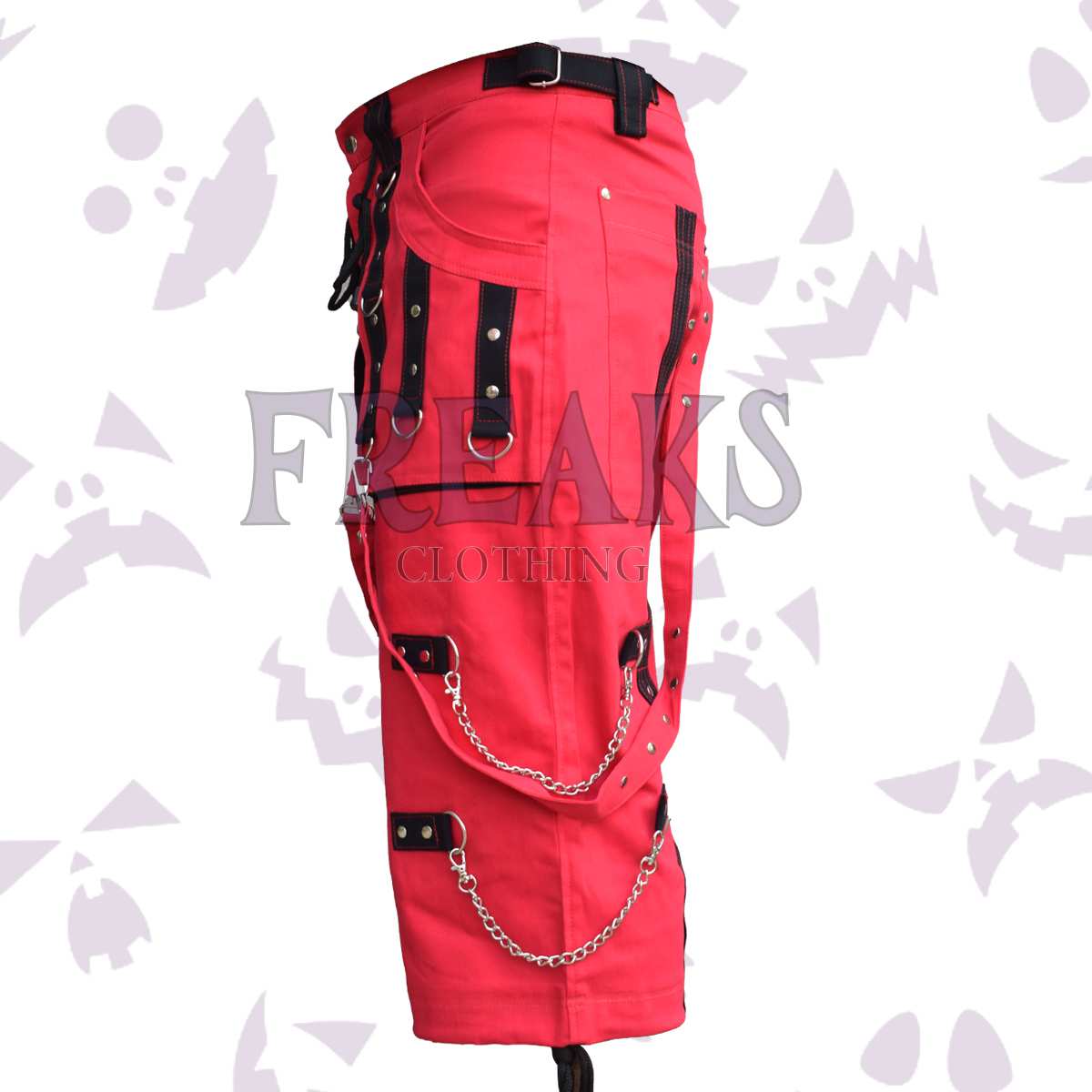 Split Personality Red Gothic Cargo Shorts