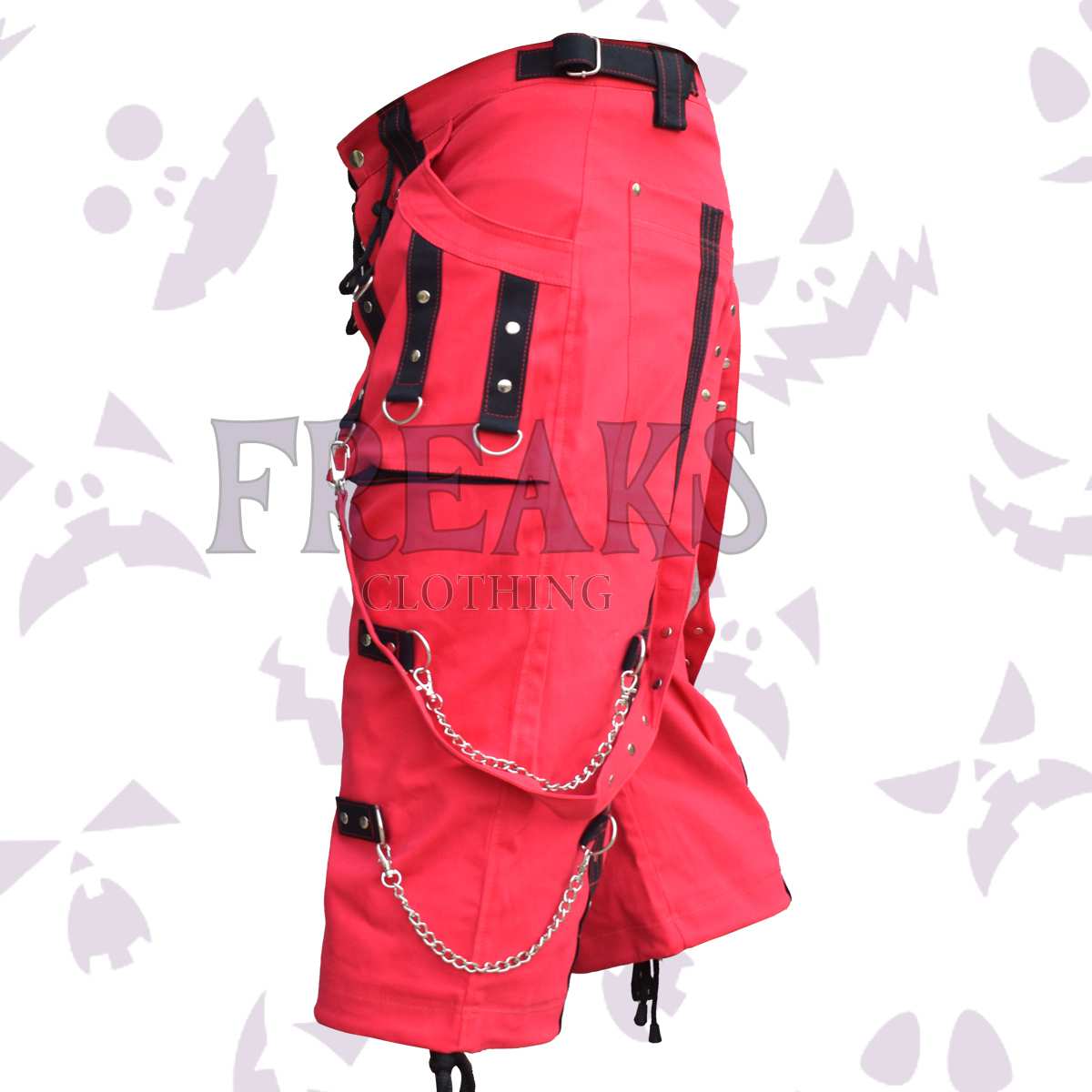 Split Personality Red Gothic Cargo Shorts