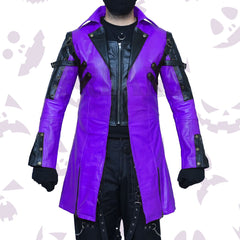 Purple Steampunk Cosplay Leather Coat