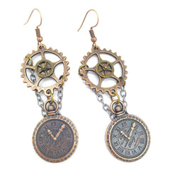 Vintage Style Axle Gears Clock Steampunk Earrings